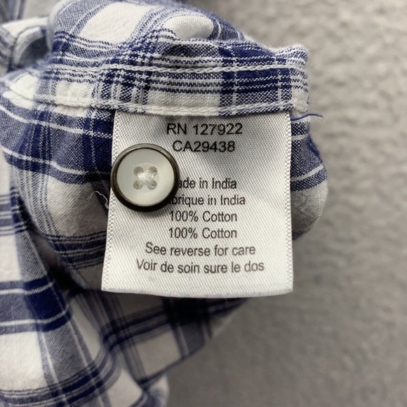 Mountain Khaki Button Up Shirt Mens XL X-Large Blue White Check Plaid Outdoors - Picture 11 of 13